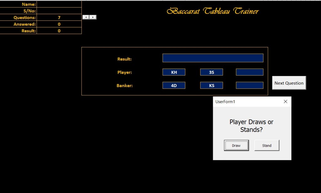 Solutions 13: Baccarat Tableau Trainer
